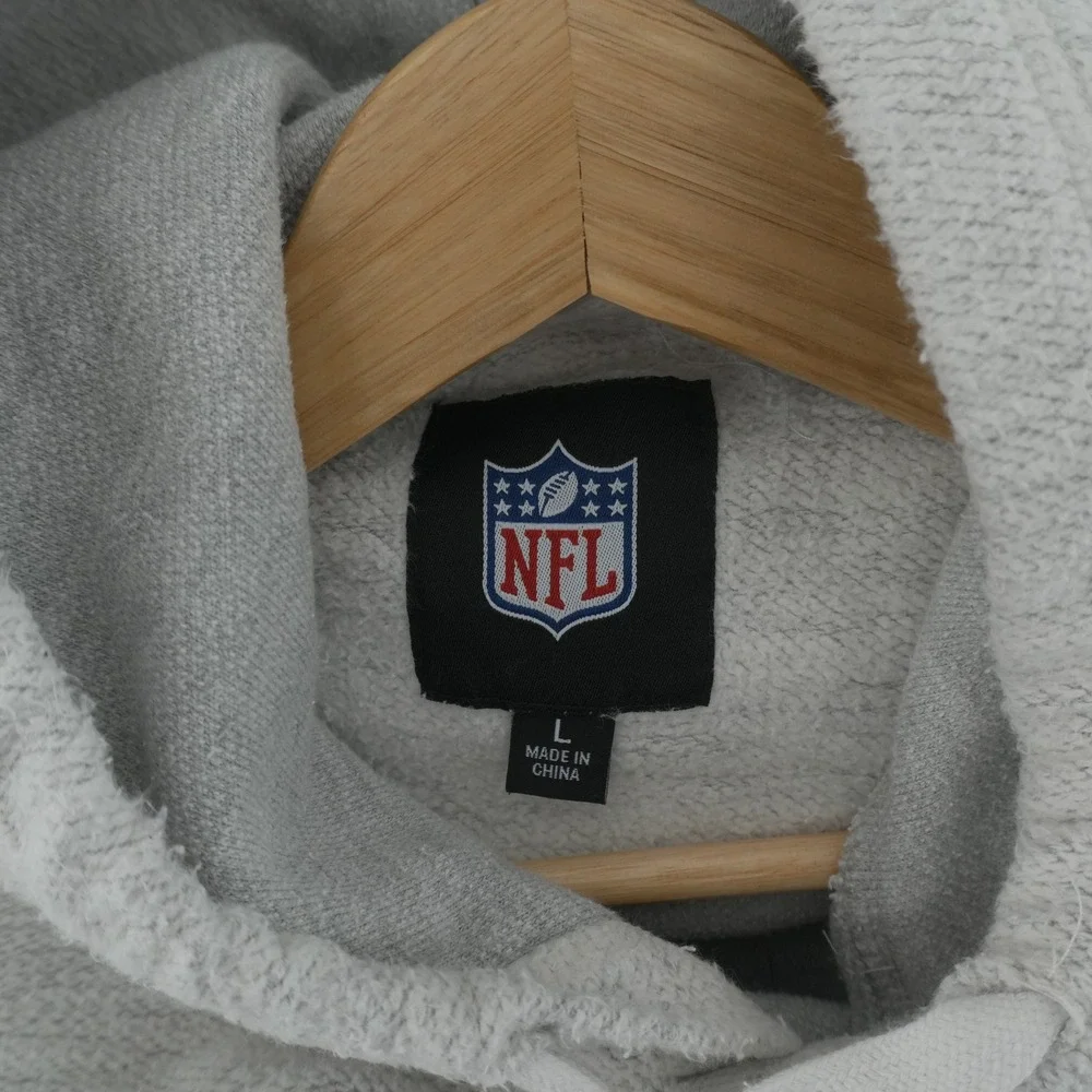 NFL Super Bowl 50 Hoodie Mens Large Gray Slub Knit Applique Sweatshirt